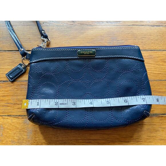 COACH Blue Textured Leather Logo Wristlet - Picture 8 of 9